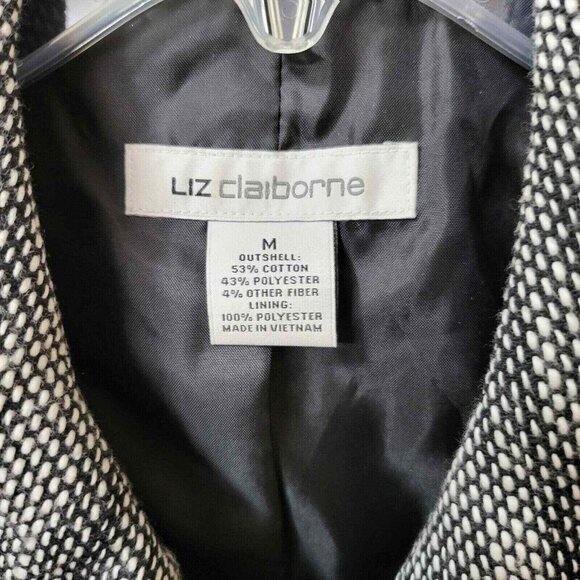 Liz Claiborne Womens Black &‎ White Textured Blazer Jacket M - Picture 2 of 8